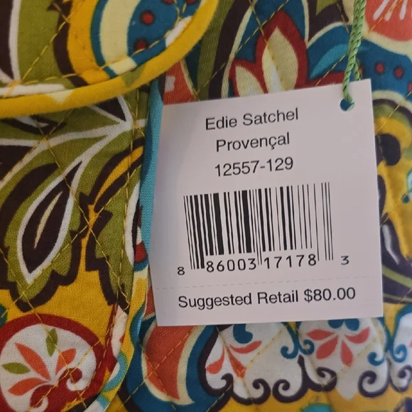 Vera Bradley Yellow Shoulder Bag Edie Satchel Provencal - Picture 2 of 5